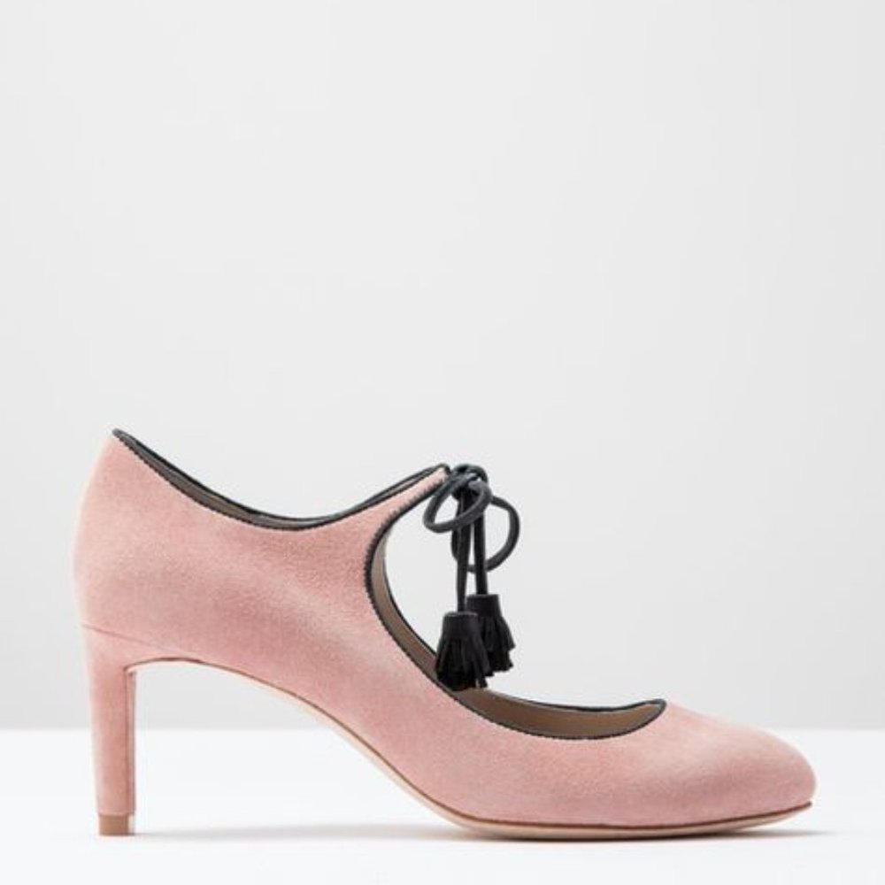 Pink Suede Boden Lilli Mid Heel Tassel Mary Janes